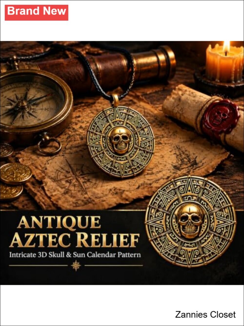 π» Pirate Skull Coin Necklace Halloween Costume Jewelry Men Women - Picture 6 of 6
